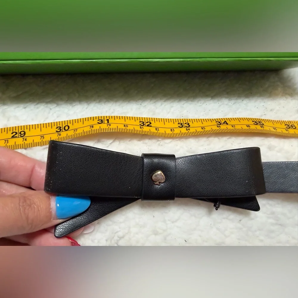 NEW Kate Spade Women’s Synthetic Leather Black Waist Narrow Bow Belt Size S/M